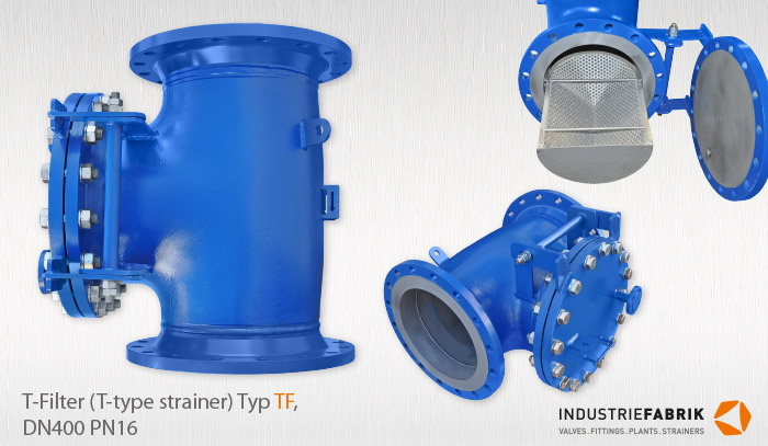 T-Filter - T-type strainer - Rohrfilter - Wasserfilter - Stahl / Edelstahl DN400 PN16