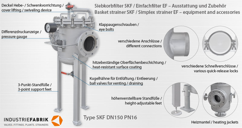 Hersteller von Siebkorbfilter Typ SKF / Einfachfilter Typ EF - Ausstattung und Zubehör