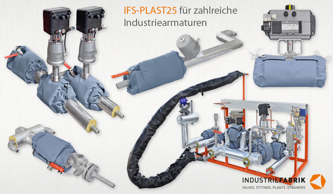 IFS-PLAST25 - Wärmedämmkissen / Isolierkissen / Isolierjacken / Isoliermatten für Flansche, Armaturen, Absperrventile, Kugelhähne